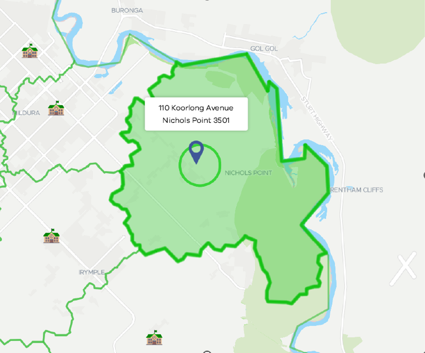 Map of Nichols Point School Zone