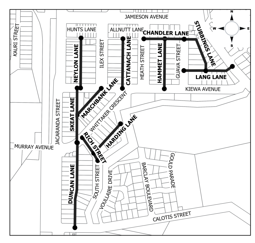 Map of proposed laneways